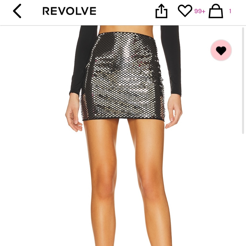 Mini metalic skirt in black silver